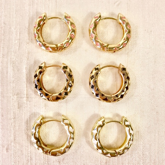 🌸Pink & Gold Enameled Huggies🌸 - Picture 5 of 6